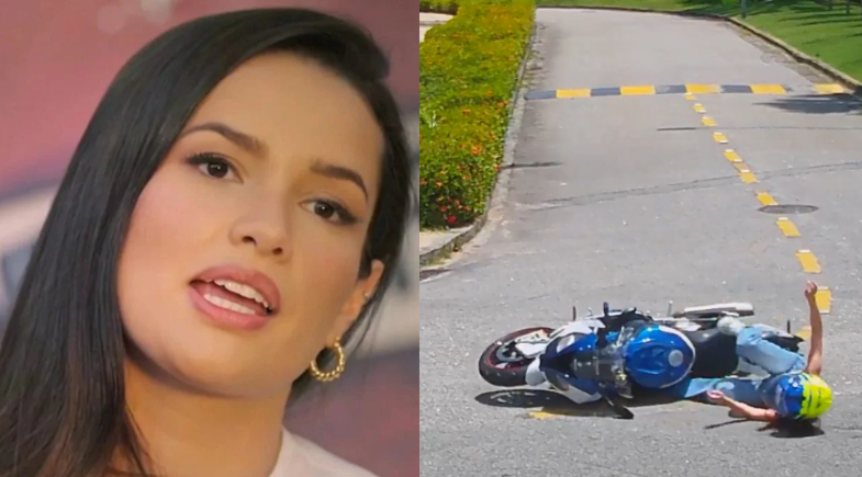 Juliette cai de moto que ganhou de aniversário do noivo; vídeo!