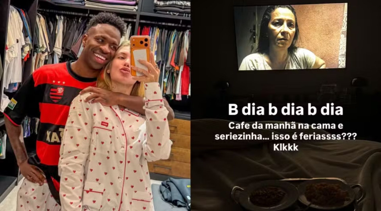 Virginia Fonseca mostra madrugada com Vini Jr e café da manhã na cama em Madri