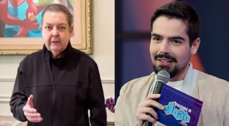 Faustão surpreende filho com rara aparição durante 1 ano do 'Programa do João'