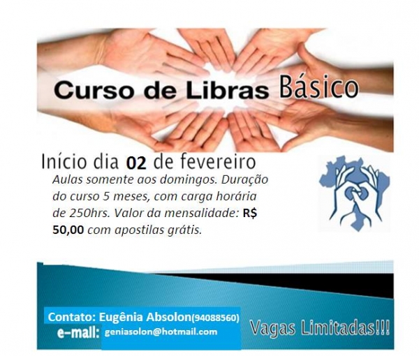 Inscrições abertas para o Curso Básico de Libras, falar com Eugênia Absolon   - Imagem 1