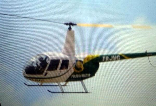 Com auxílio de helicóptero, PM procura assaltantes de Joaquim Pires na região de Piripiri