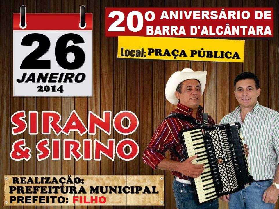 Confira a programação do 20º Aniversario da Cidade de Barra D“Alcântara