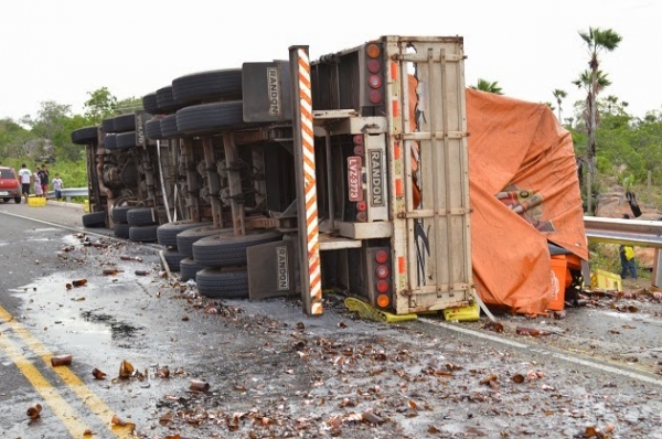 Carreta carregada de cerveja tomba na ‘Curva do Pirangi’ em Buriti dos Lopes - Imagem 5
