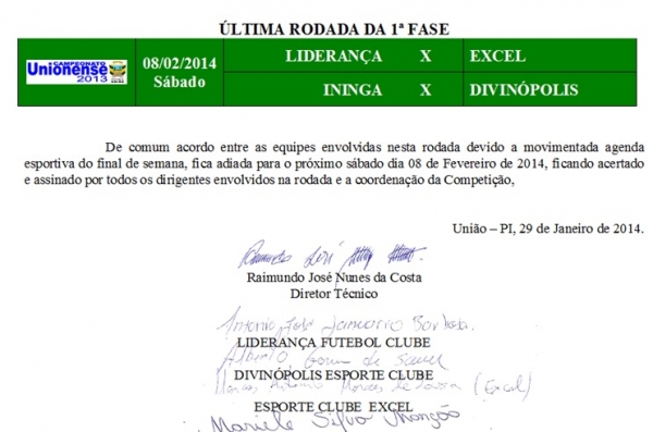 Clubes e Semel definem nova data para rodada do Campeonato Unionense - Imagem 1