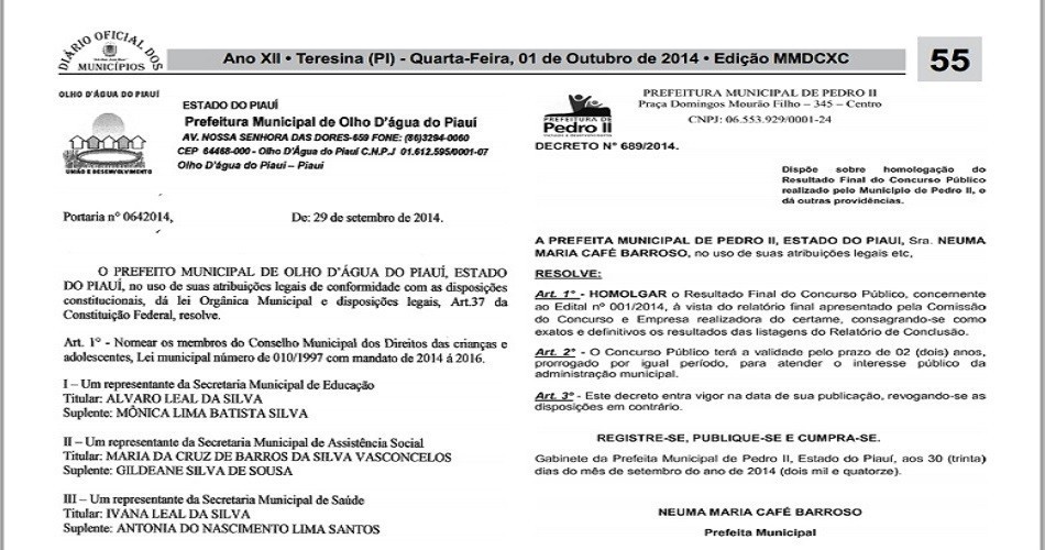 Prefeita homologa resultado do concurso público