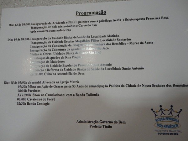 Convite da festa de aniversário de N. S. dos Remédios! - Imagem 2