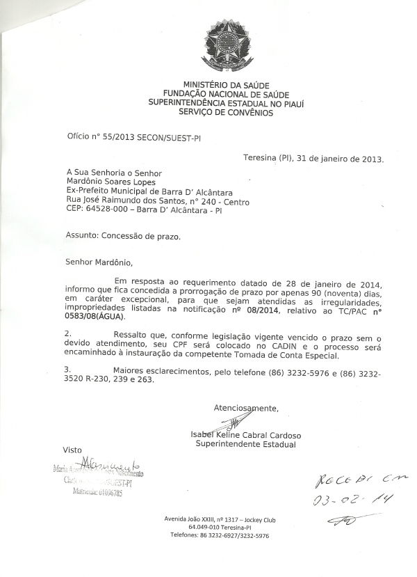 Ex-prefeito de Barra D“Alcântara é condenado pela FUNASA - Imagem 3