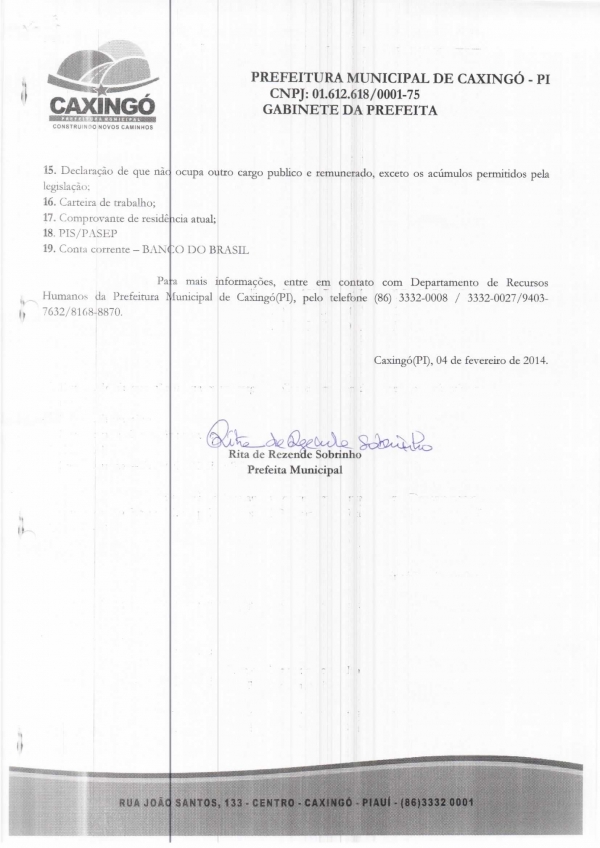 Prefeitura de Caxingó convoca aprovados em concurso público - Imagem 2
