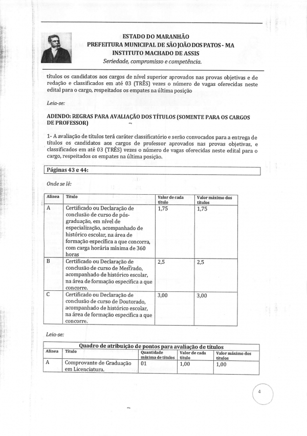 Concurso Público de S. J. dos Patos: Erros em Edital Confira as Alterações. - Imagem 4