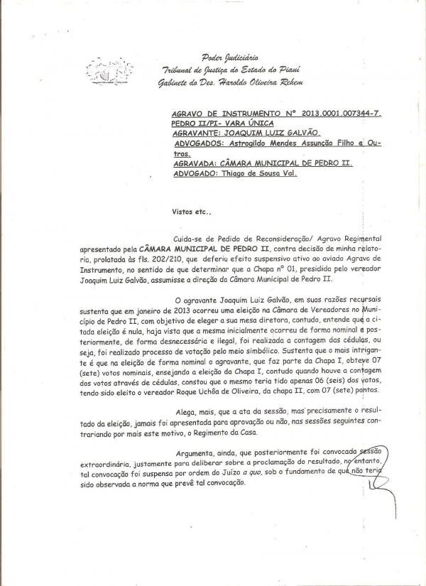 Vereador Roque Uchoa retorna a presidência da Câmara de Pedro II - Imagem 1