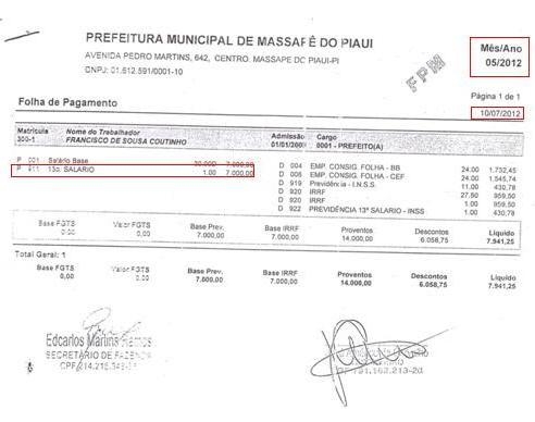 MASSAPÊ: Ex-prefeito Sousinha recebeu 13º salário duas vezes em um só ano, Veja! - Imagem 2