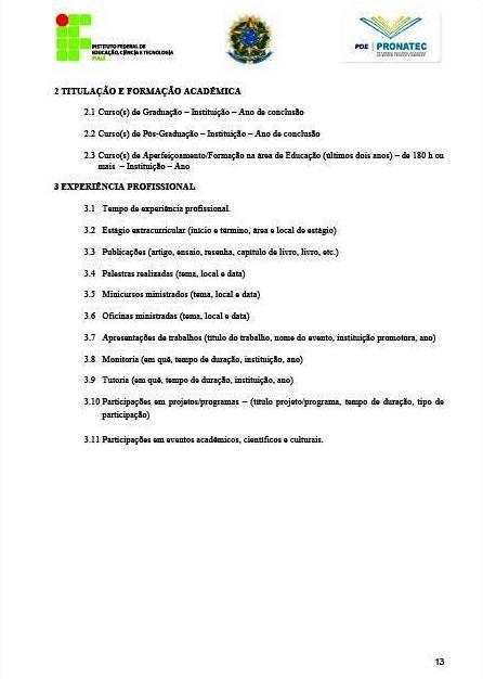 Publicado edital para seleção de professor do PRONATEC em Pedro II - Imagem 13