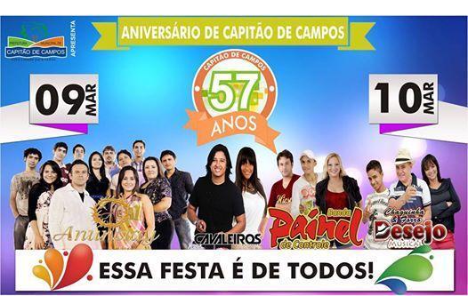 Programação dos 57 anos de Emancipação política de Capitão de Campos.