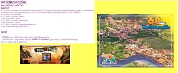 Itainopolis divulga programação de aniversário de 60 anos da cidade - Imagem 1