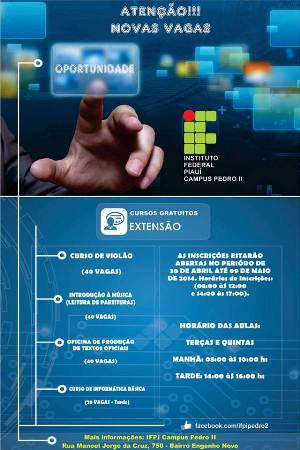 IFPI de Pedro II lança novos cursos de Extensão