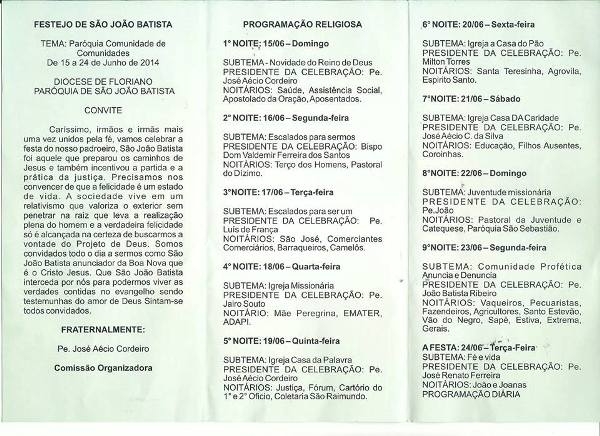Prefeitura divulga programação dos festejos de São João Batista - Imagem 2