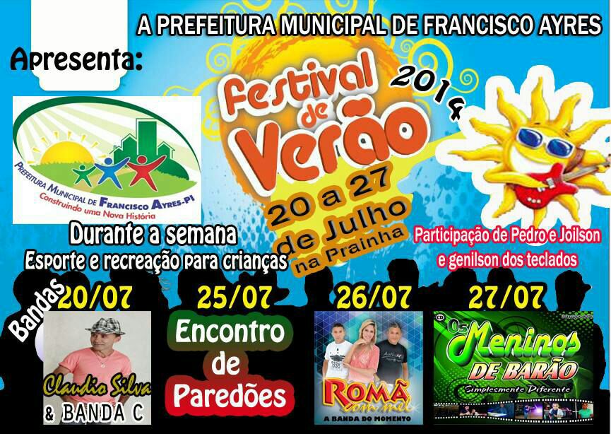 Prefeito e Vice-prefeito convida toda a população a participar do 1° Festival de Verão 2014 