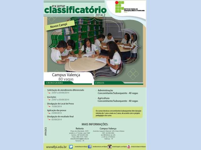 Campus do IFPI de Valença abre 80 vagas para região valenciana