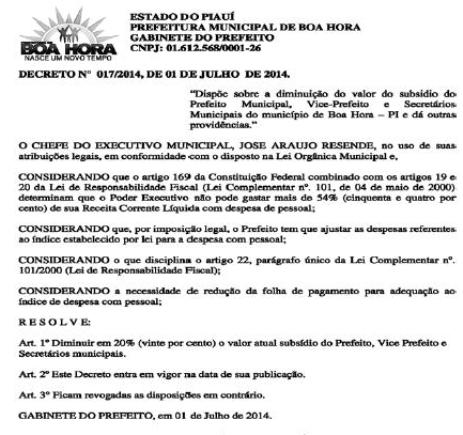 Boa Hora: Prefeito reduz o próprio salário, do vice-prefeito e dos secretários municipais - Imagem 1