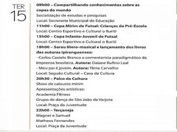 A Prefeitura Municipal de Ipiranga convida a todos para XXXI Semana Cultural da Juventude Ipiranguense - Imagem 4