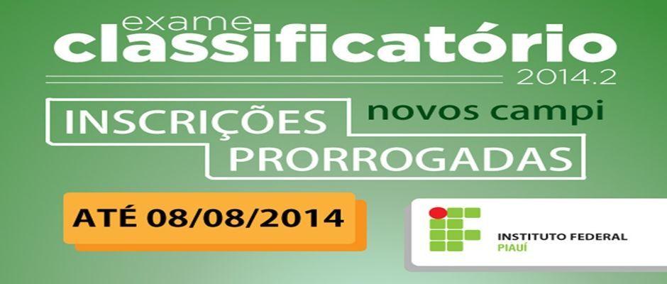Prorrogadas as Inscrições do Exame Classificatório do IFPI 2014.2