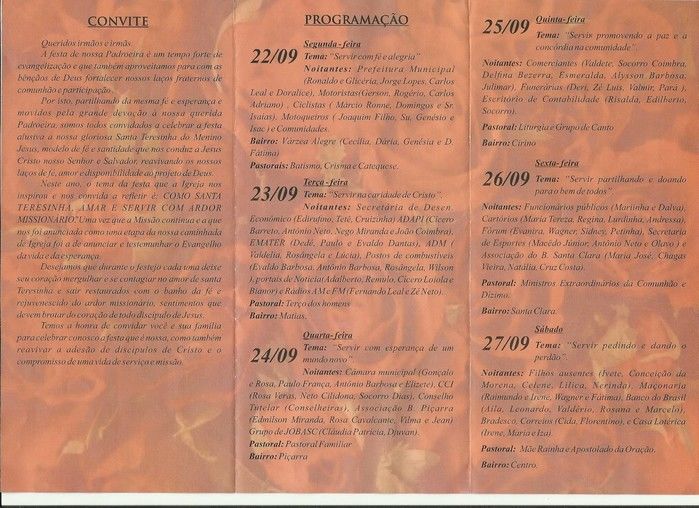 Inicia no dia 22 de setembro os Festejos de Santa Teresinha em Elesbão Veloso, venha compartilhar conosco - Imagem 3