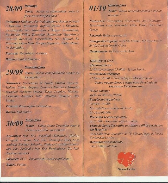 Inicia no dia 22 de setembro os Festejos de Santa Teresinha em Elesbão Veloso, venha compartilhar conosco - Imagem 4