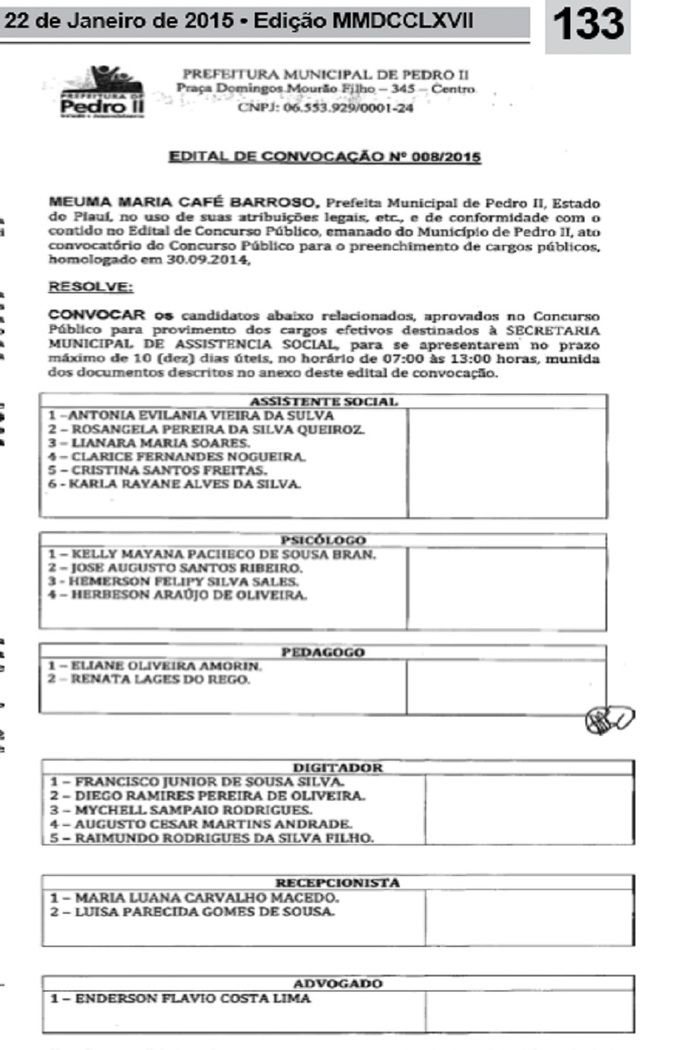 Município convoca mais aprovados em concurso público - Imagem 1