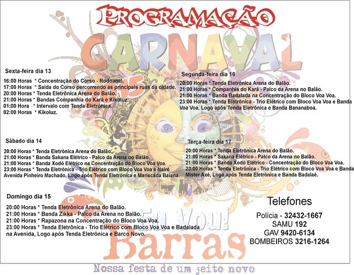 Confira programação do Carnaval de Barras - Imagem 2