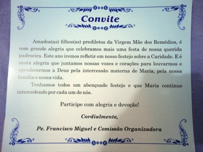 Comunidade Festeja a Virgem dos Remédios!