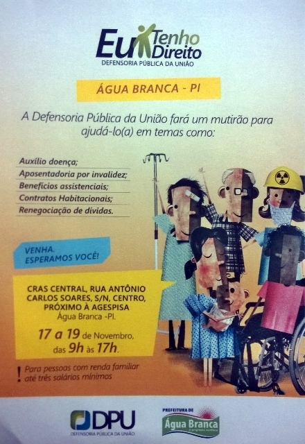 Defensoria Pública da União realizará mutirão de atendimentos em Água Branca - Imagem 1
