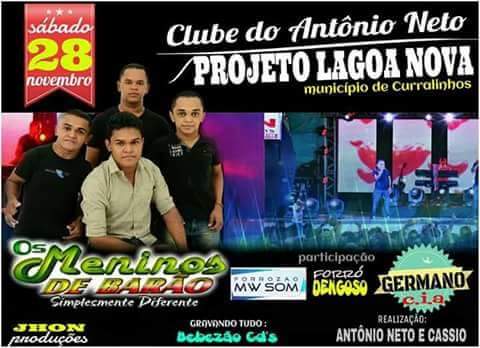 Grande Show neste sábado com Meninos de Barrão em Projeto Lagoa Nova M. de Curralinhos - Imagem 1