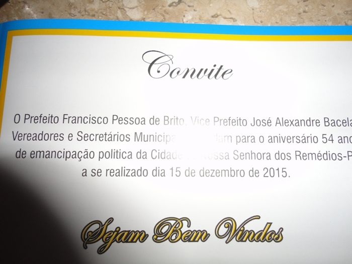 Convite da Festa de Emancipação Política de N. S. dos Remédios - Imagem 4