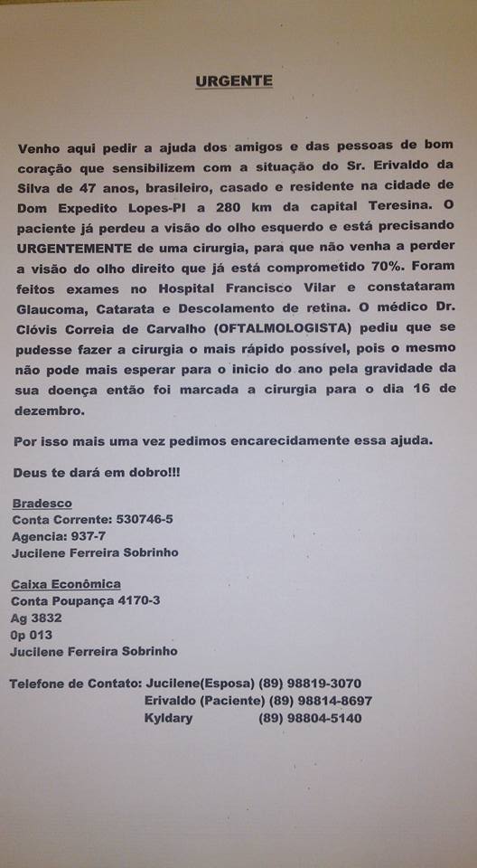 Homem de 47 anos precisa de ajuda para não cegar!!! - Imagem 9