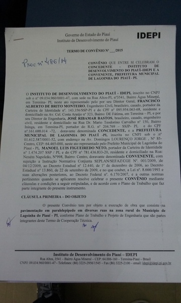 Prefeito assina convênio para Calçamento na Cidade de Lagoinha - Imagem 3
