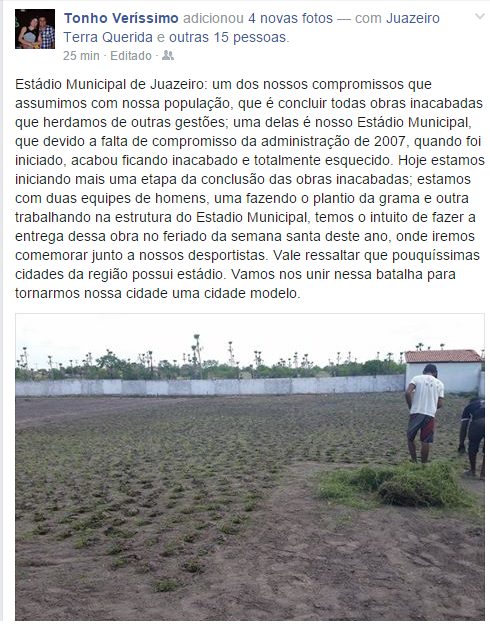 Prefeito Tonho Veríssimo fala sobre construção do Estádio Municipal de Juazeiro do Piauí - Imagem 1