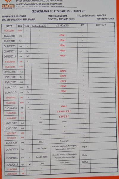 Secretária Municipal de Saúde de Amarante divulga o cronograma das equipes do PSF,PSB e PACS - Imagem 4