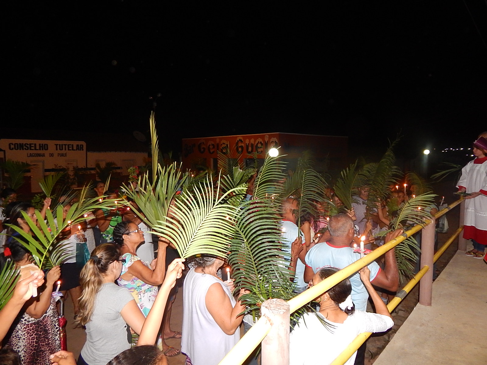 Fieis participam da Procissão de Ramos em Lagoinha 