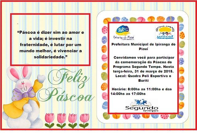 Programa Segundo Tempo Realiza Programação Para Páscoa - Imagem 1