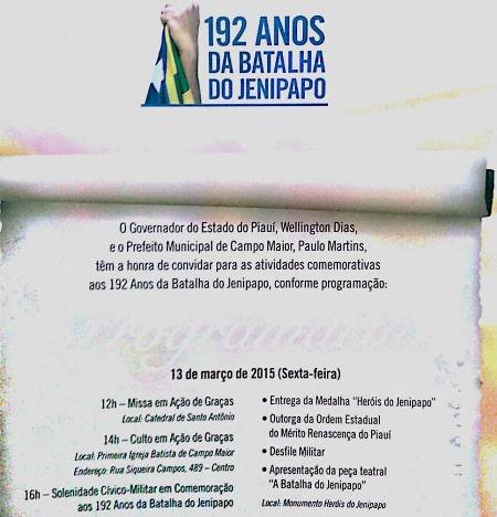 Confira a programação oficial das comemorações da Batalha do Jenipapo - Imagem 2