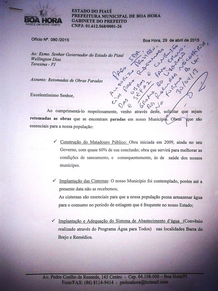 Prefeito de Zé Resende solicita do Governador conclusão de obras iniciadas em Boa Hora - Imagem 4