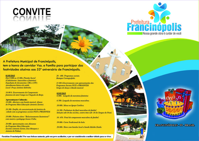 Programação do 53° Aniversário da Cidade de Francinópolis - Imagem 1