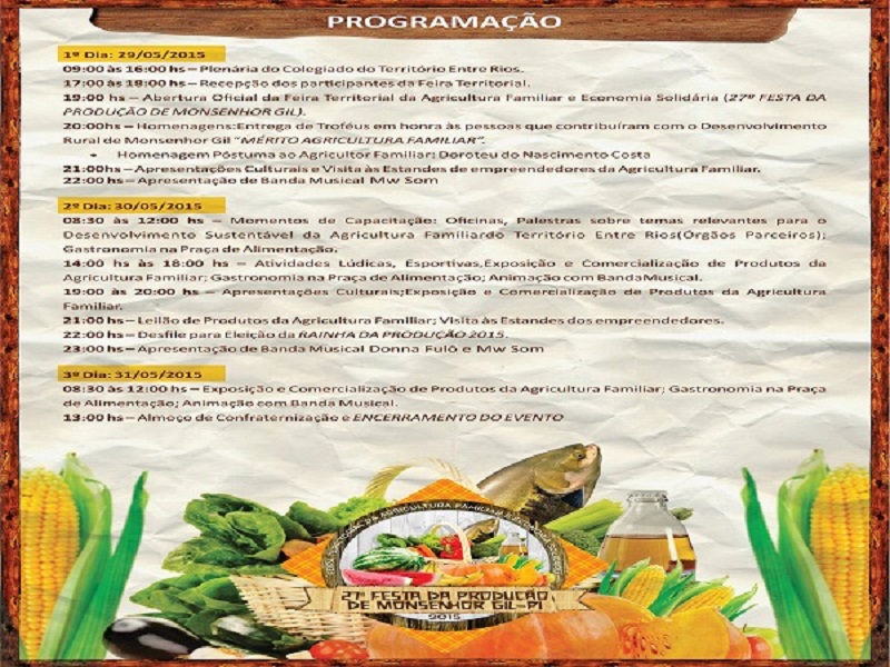                Agricultura familiar do Território Entre Rios será festejada em Monsenhor Gil