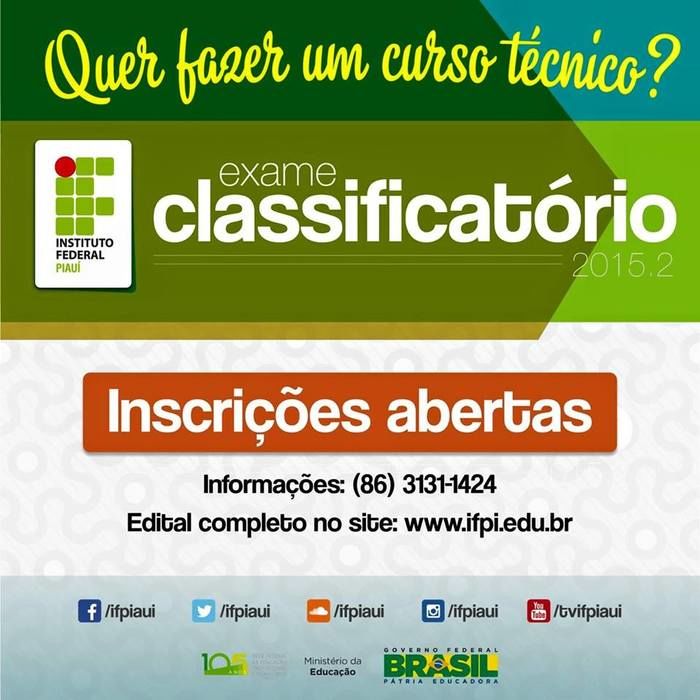 Inscrições para cursos técnicos do IFPI vão até 8 de junho‏ - Imagem 1