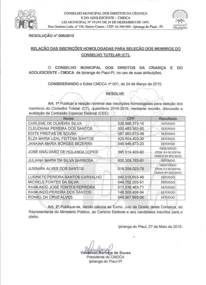 CMDCA Divulga Homologação Para Conselheiro Tutelar - Imagem 1