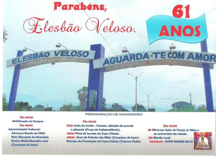 Elesbão Veloso 61 anos.
