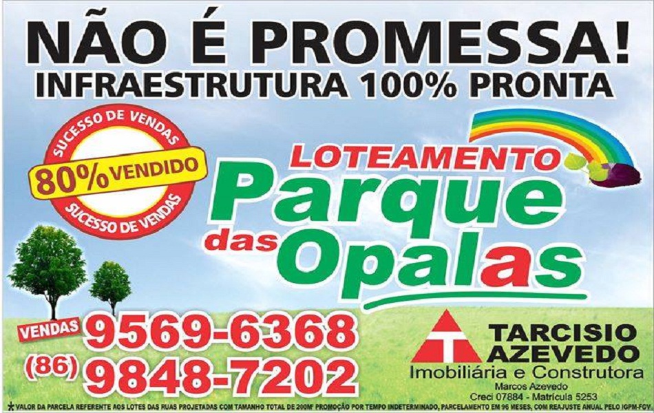 Compre já seu lote de terra no loteamento mais estruturado da região Parque das Opalas