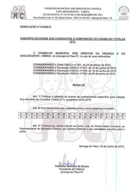 CMDCA Divulga Gabarito das Provas Para  Conselheiro Tutelar - Imagem 1
