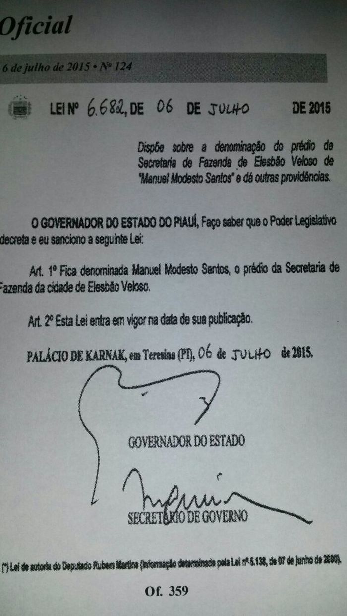 Decreto assinado pelo Governador do Estado Wellington Dias (PT)