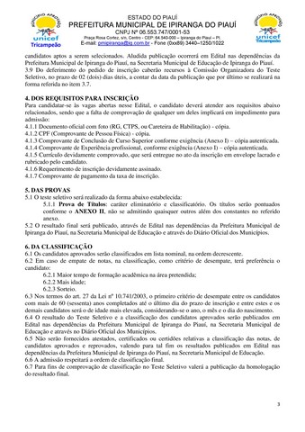 Prefeitura Lança Processo Seletivo Para o Cargo de Professor - Imagem 3